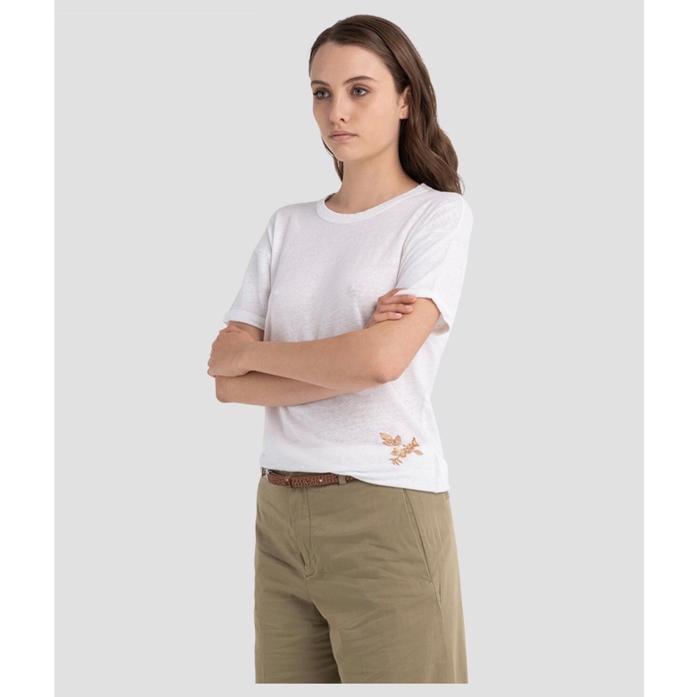 Replay Rose Label Linen T-Shirt